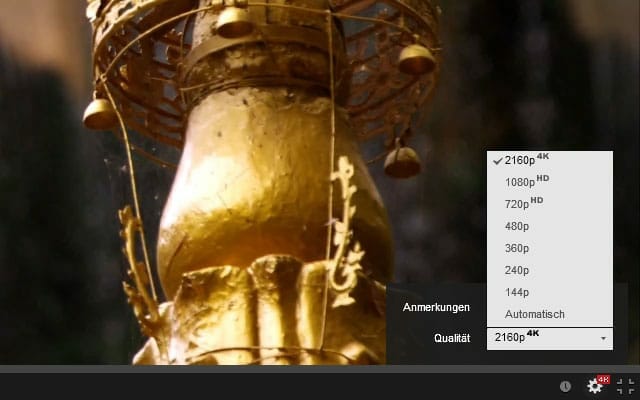 Youtube 2160p 4K Option
