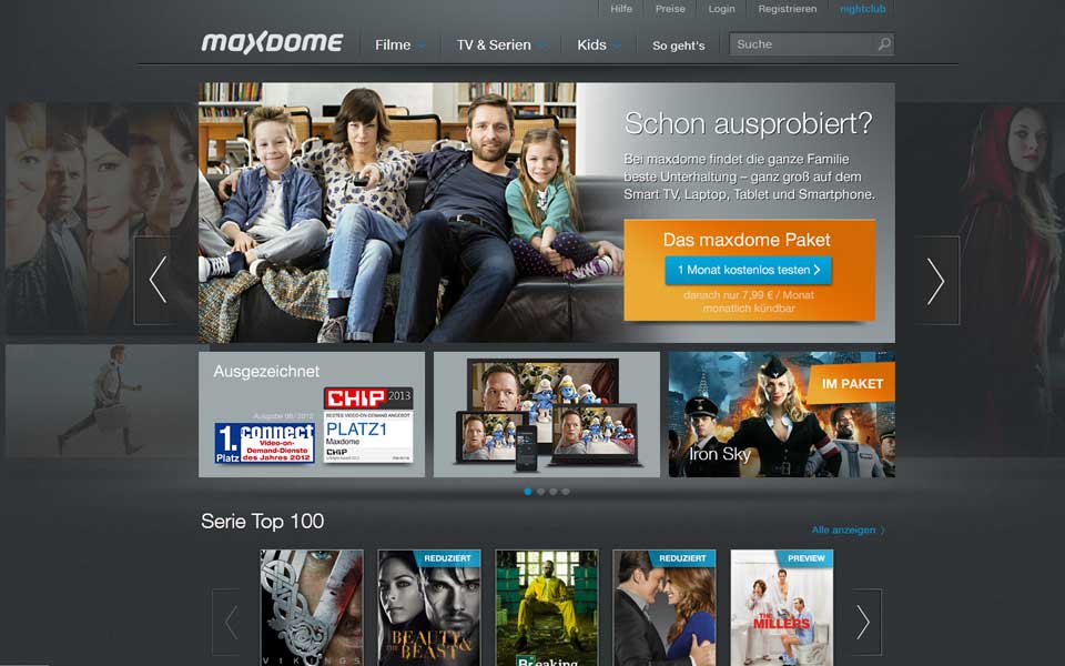 Screenshot Maxdome.de