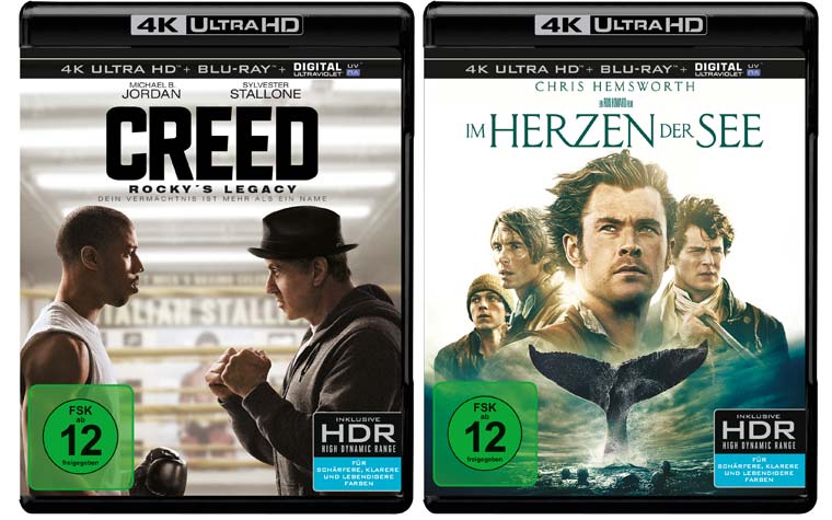 Creed Rockys Legacy und Im Herzen der See erscheinen am 18. Mai auf 4K Blu-ray