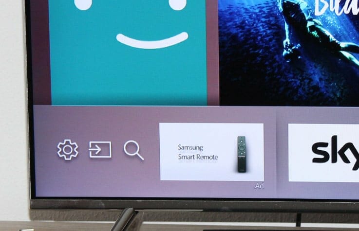 Werbeeinblendung auf einem Samsung UHD TV mit Tizen OS