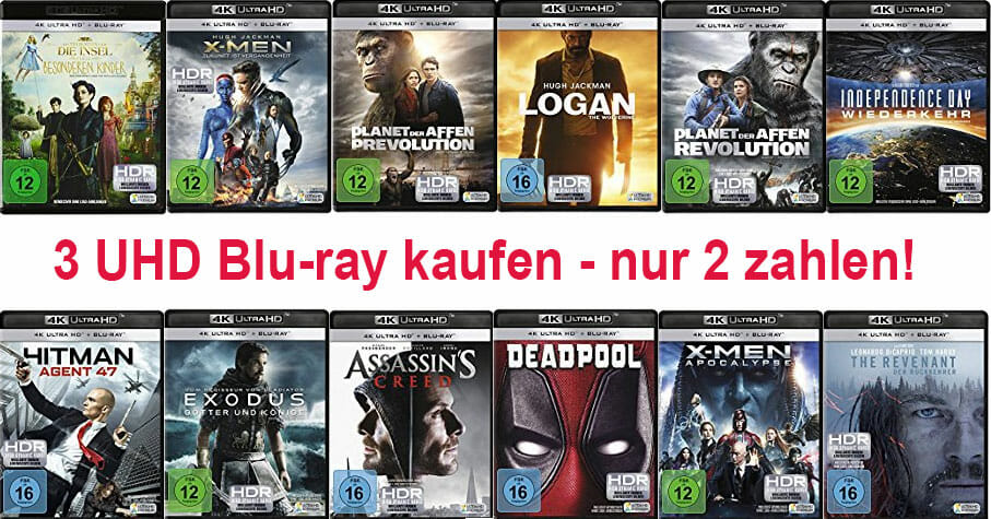 3 4K UHD Blu-rays kaufen und nur 2 zahlen!
