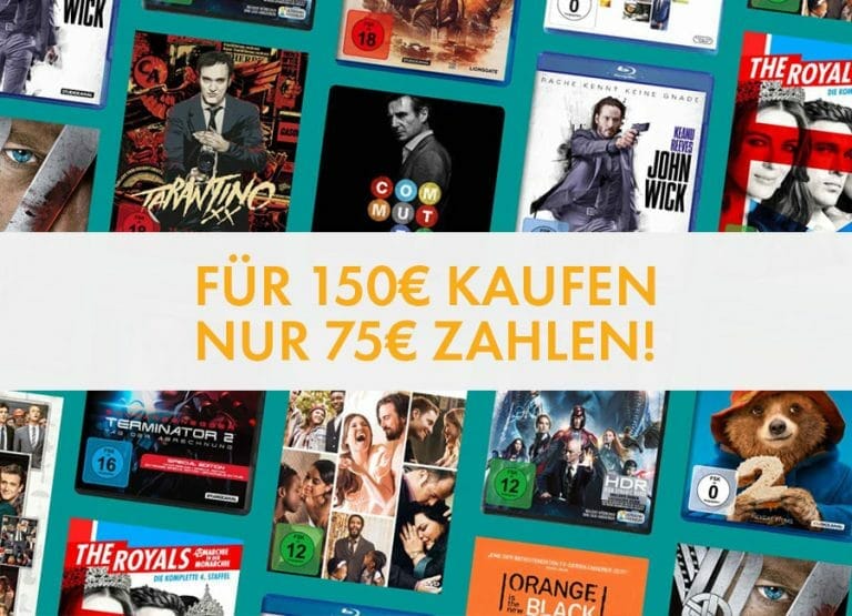 50% sparen : Für 150€ einkaufen nur 75€ bezahlen – auch auf 4K Blu-rays