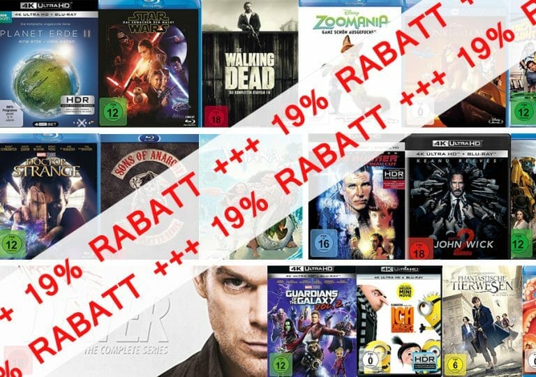 19% Rabatt auf 4K Ultra HD Blu-rays, Blu-rays und DVDs (Amazon.de)