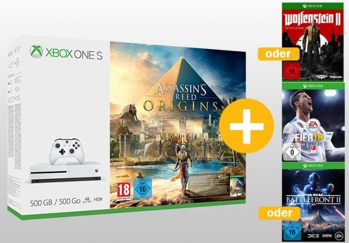 Xbox One S - Assassins Creed Origins Bundles + ein weiteres Spiel ab 219,- Euro!