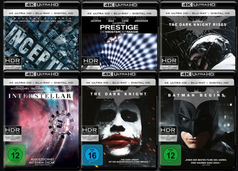 Frontcover der Nolan-Meisterwerke auf 4K Blu-ray veröffentlicht