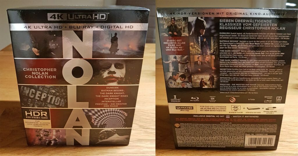 Die Nolan 4K Blu-ray Collection macht sich ganz gut im Film-Regal