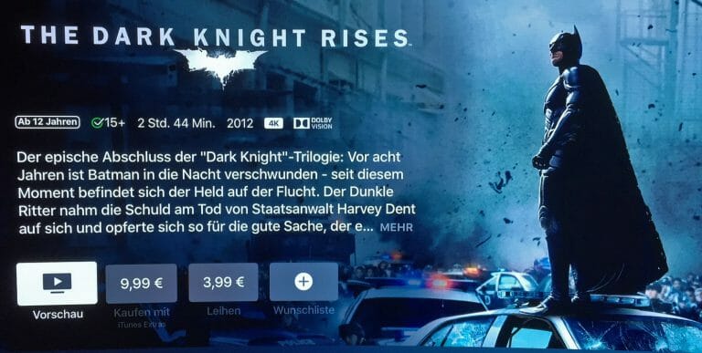 The Dark Knight Rises in 4K & Dolby Vision auf iTunes