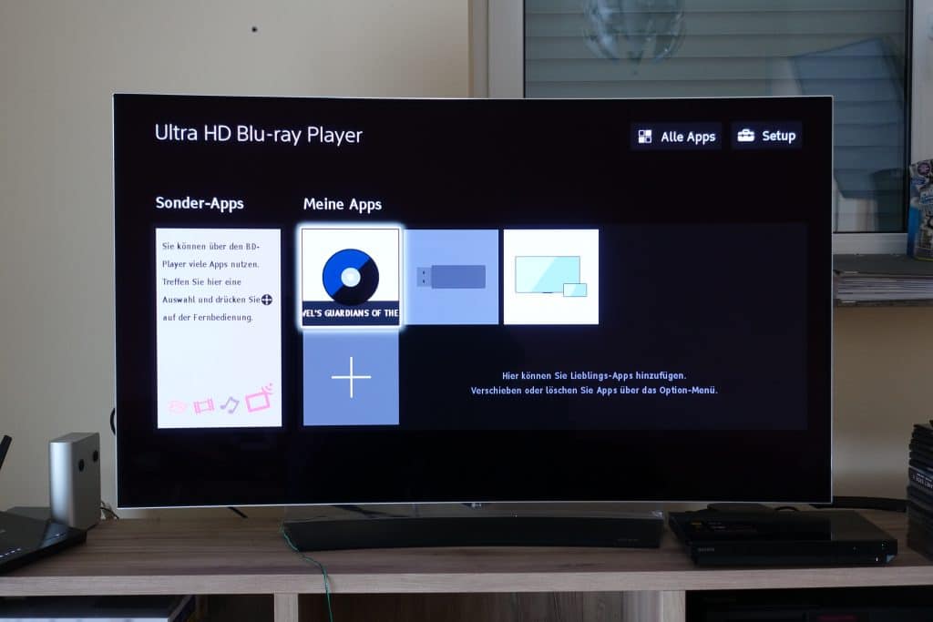 So sieht das Menü des Sony 4K Players aus. Dieses bekommt man aber nur mit deaktiviertem HDMI Deep Color am TV-Gerät zu sehen