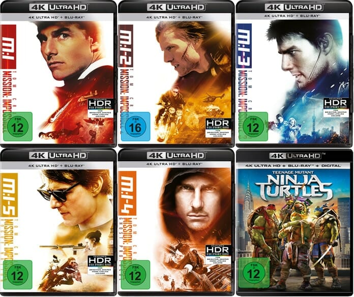 Die finalen Cover der 4K Blu-rays von "Mission: Impossible" und "Teenage Mutant Ninja Turtles"