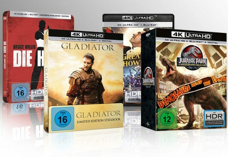 Mai-Highlights auf Blu-ray & 4K UHD Disc (Jurassic Park, Stirb langsam, Gladiator)