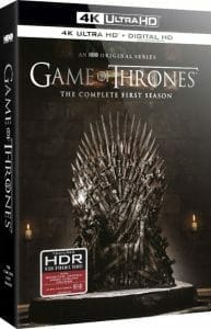 Der US-Packshot der 4K Blu-ray von "Game of Thrones - Staffel 1" - Der eiserne Thron ist leer