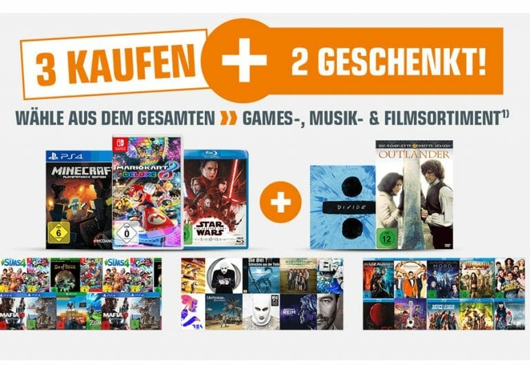 3 KAUFEN + 2 GESCHENKT auf Filme, Serien, Musik & Games auf Saturn.de (Bis zu 40% sparen)