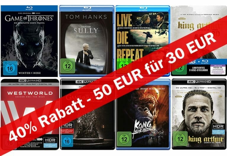 40% Rabatt auf Filme & Serien – „50 EUR für 30 EUR“