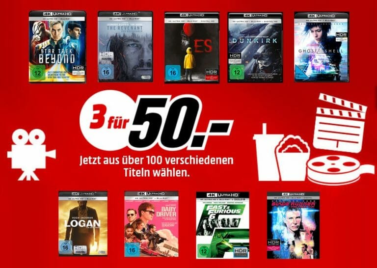 „Drei für 50 Euro“ Multibuy-Aktion auf 4K UHD Blu-rays (MediaMarkt.de)