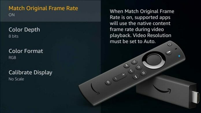 Der Fire TV Stick 4K passt die Bildwiederholungsrate an die Framerates der Inhalte an