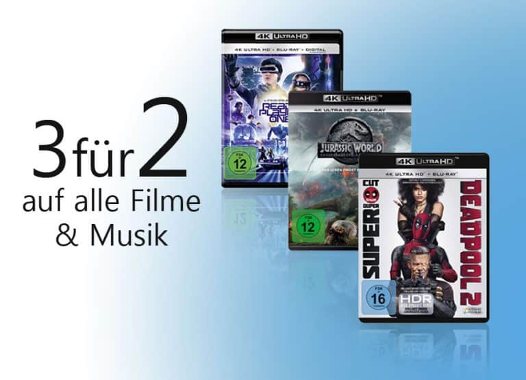 „3 Filme zum Preis von 2“ auf über 20.000 Artikel (inkl. 4K UHD Blu-rays)