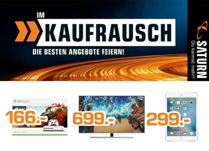 Der Kaufrausch-Prospekt von Saturn.de lockt mit Highlight-Angeboten z.B. einem Xbox One S Bundle für nur 166 Euro