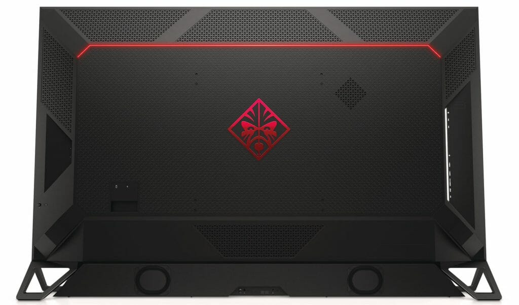 Auch die Rückseite des OMEN X ist nicht zu verachten. Auf der linken Seite sind die Anschlüsse mit LED-Beleuchtung untergebracht