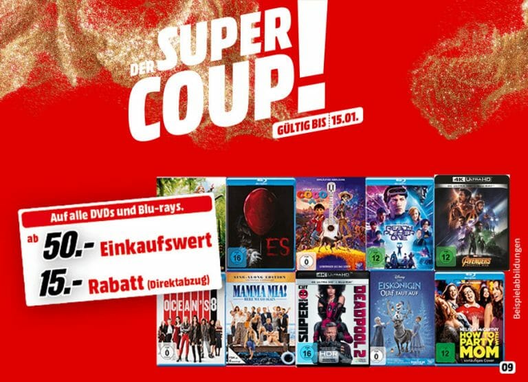 SUPER COUP! 30% auf DVDs, Blu-rays und 4K Blu-rays (bis 15.01.)
