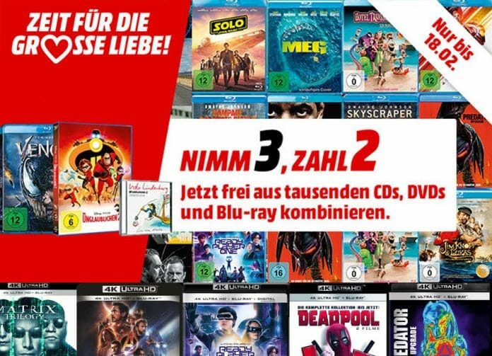 Nimm 3 Zahl 2 auf das gesamte lieferbare Film & Musik-Angebot!