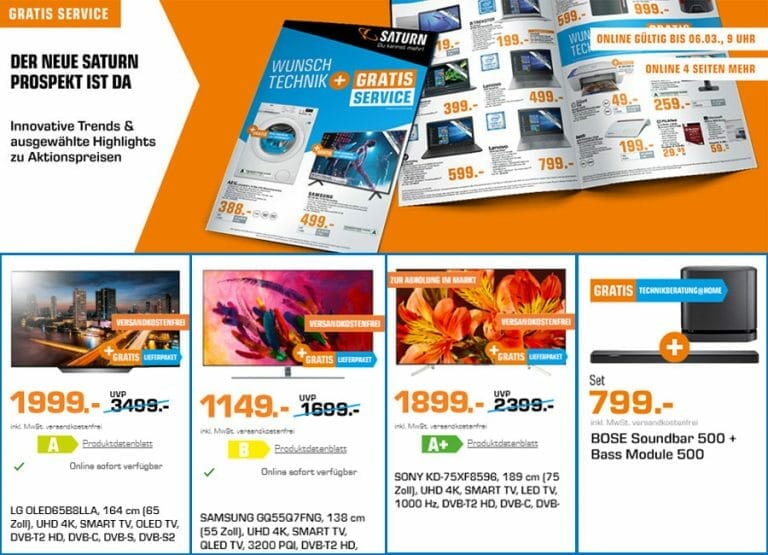 Saturn und Amazon reduzierten ausgewählte 4K Fernseher (inkl. OLED & QLED)