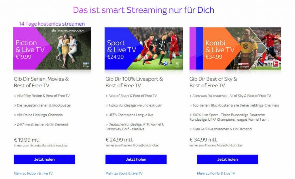 Sky X bietet zum Festpreis bei monatlicher Kündigung das Beste von Sky