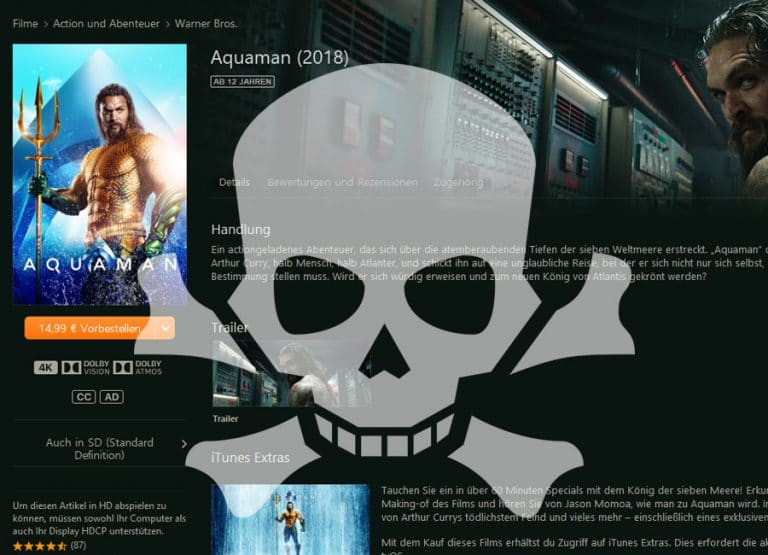 „Aquaman“ 4K Download aufgetaucht: Haben Filmpiraten iTunes geknackt?