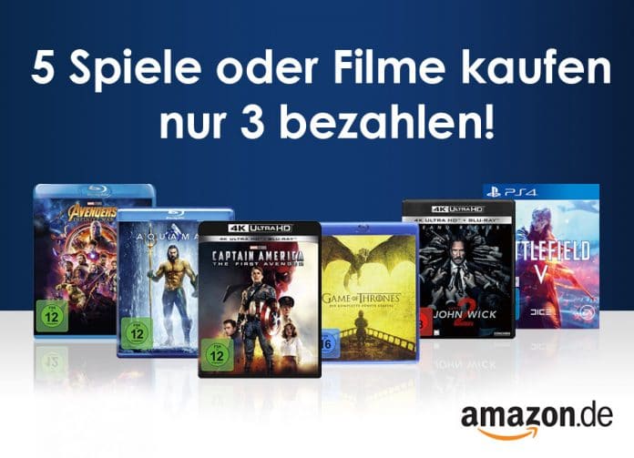 Bis zu 40% auf über 50.000 Titel sparen - 5 Filme oder Spiele kaufen, nur 3 bezahlen