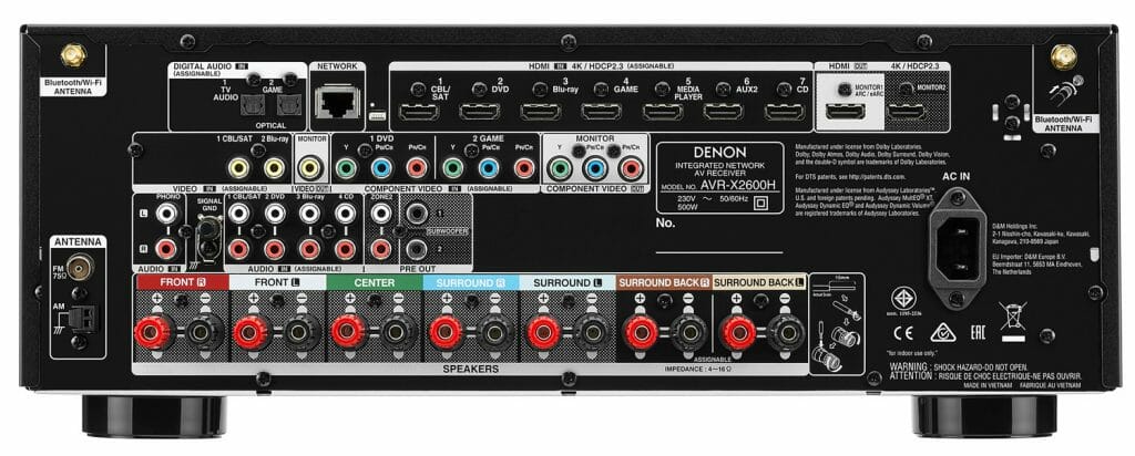 Üppig ausgestattet. Die Anschlüsse des AVR-X2600H und AVR-X2600H DAB