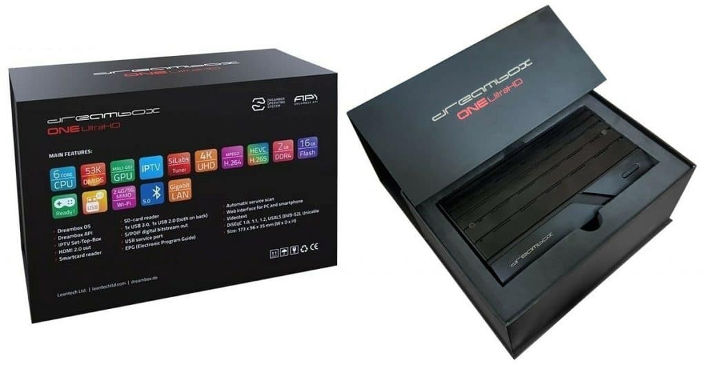 Ein aufwendig gestaltete Verpackung beherrbergt den Dreambox One Ultra HD Receivern