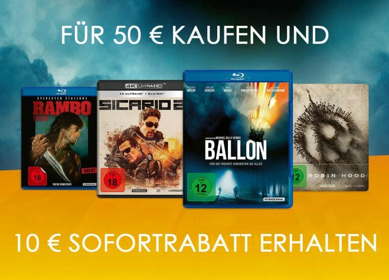 Für 50€ kaufen mit 10€ Sofortrabatt auf ausgewählte DVDs, Blu-rays und 4K Ultra HD Discs