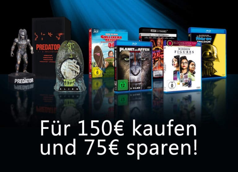 Für 150€ kaufen und 75€ sparen auf über 780 DVDs, Blu-rays & 4K Blu-rays