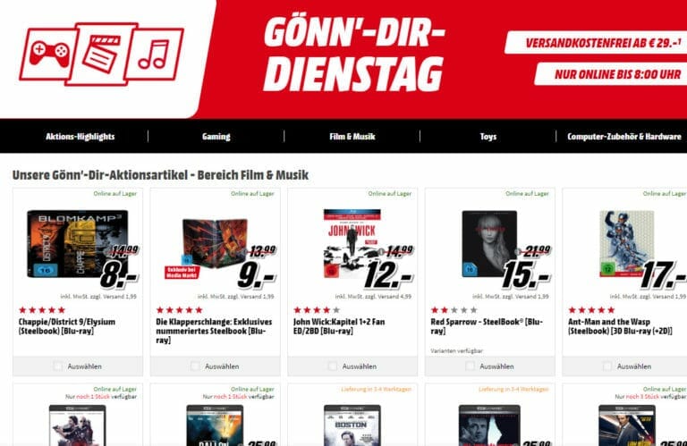 Nur bis Mittwoch 8:00 Uhr: Unzählige 4K Blu-rays auf 17€ reduziert