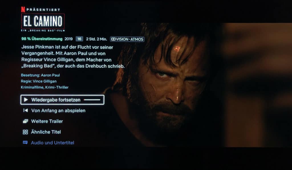 Netflixs Breaking Bad Film "El Camino" in Dolby Vision & Atmos auf der Shield TV Konsole