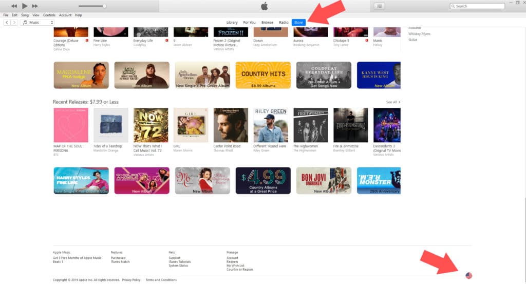 Land im iTunes Store wechseln