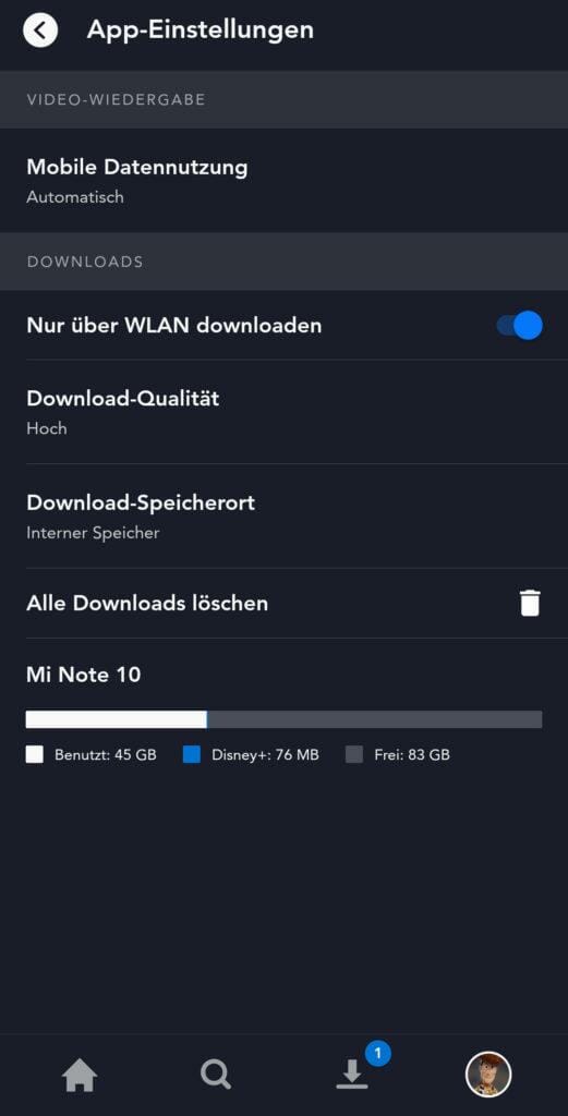 Disney+ App Einstellungen 1