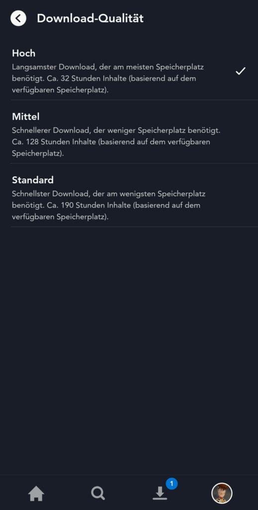 Disney+ Downloads Qualitaet