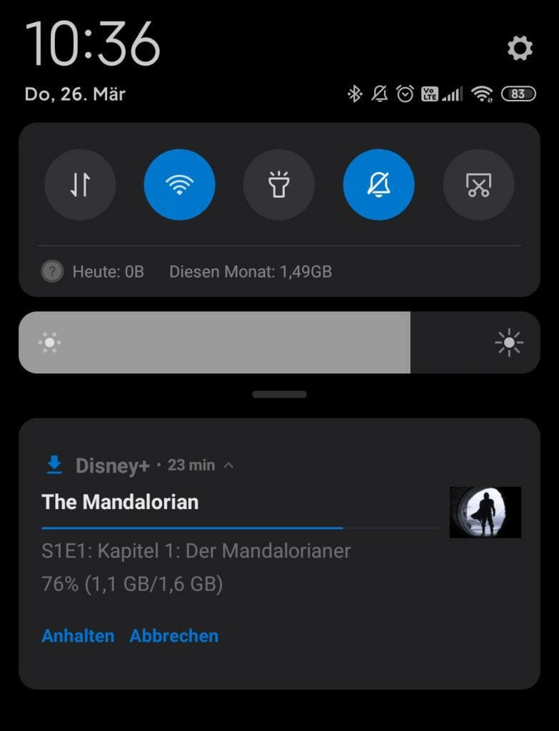 Disney+ Downloads The Mandalorian Benachrichtigung