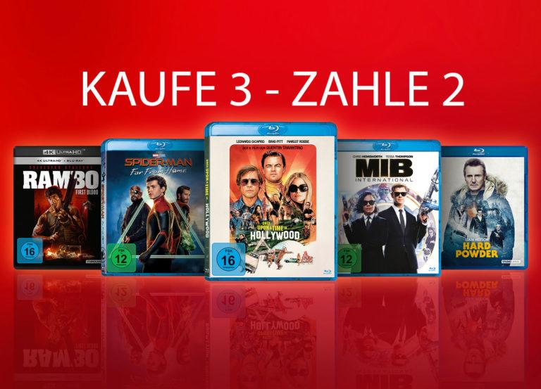 3 für 2 auf DVDs, Blu-rays und 4K Blu-rays von Sony