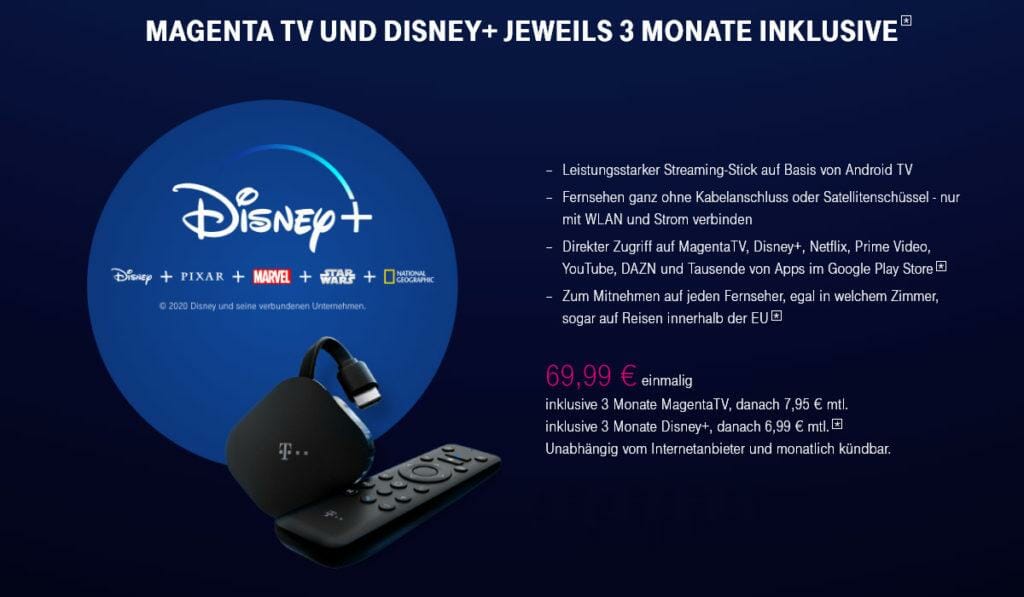 Vorteile Magenta TV Stick 3 Monate Disney Plus gratis