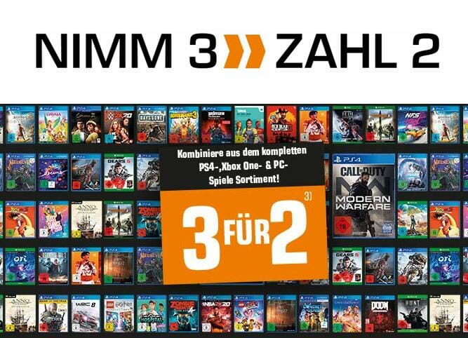 Bis zu 33% sparen! Kombiniert drei Artikel aus dem gesamten PS4, Xbox One und PC-Sortiment und zahlt nur zwei!