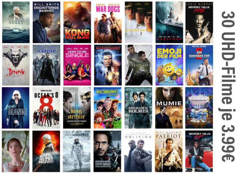 iTunes: 30 UHD/HDR-Filme für je nur 3.99 Euro kaufen! (Update)