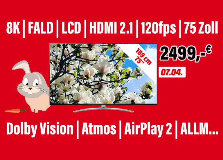 Mediamarkt reduziert LGs 8K-Boliden mit 75 Zoll und HDMI 2.1 auf 2.499 Euro