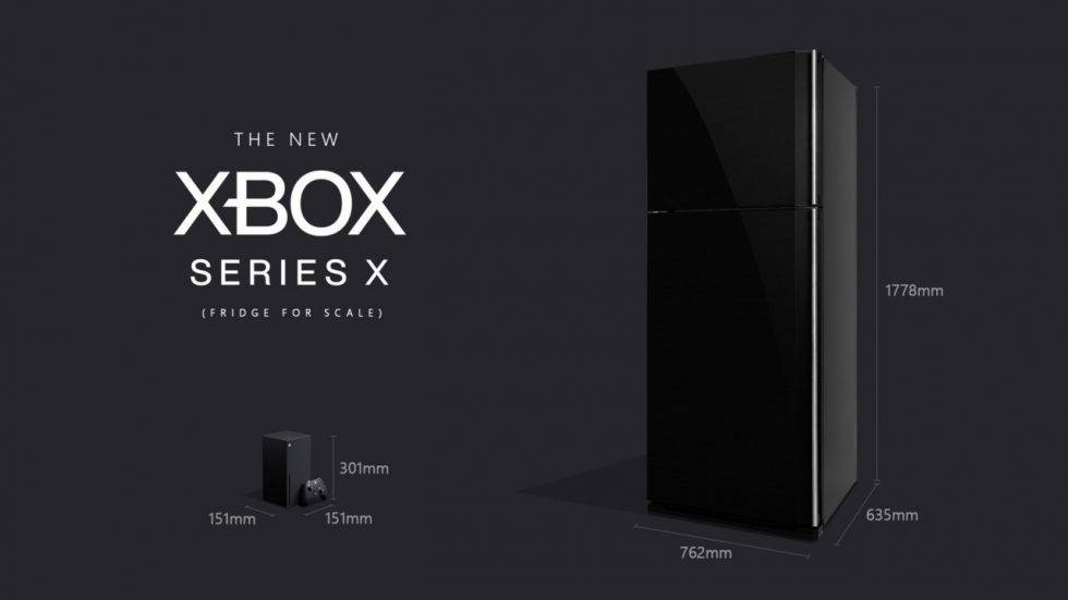 Größenvergleich Xbox Series X mit einem Kühlschrank