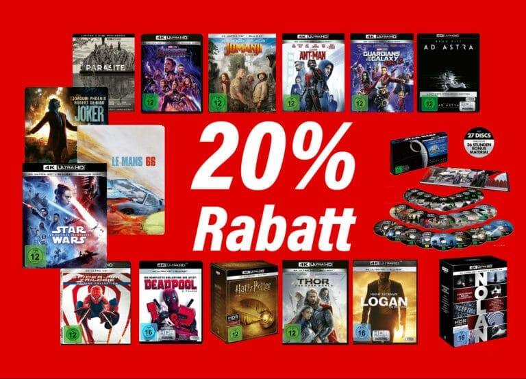 20% Rabatt auf alle Filme & Serien inkl. 4K Blu-rays auf Mediamarkt.de!