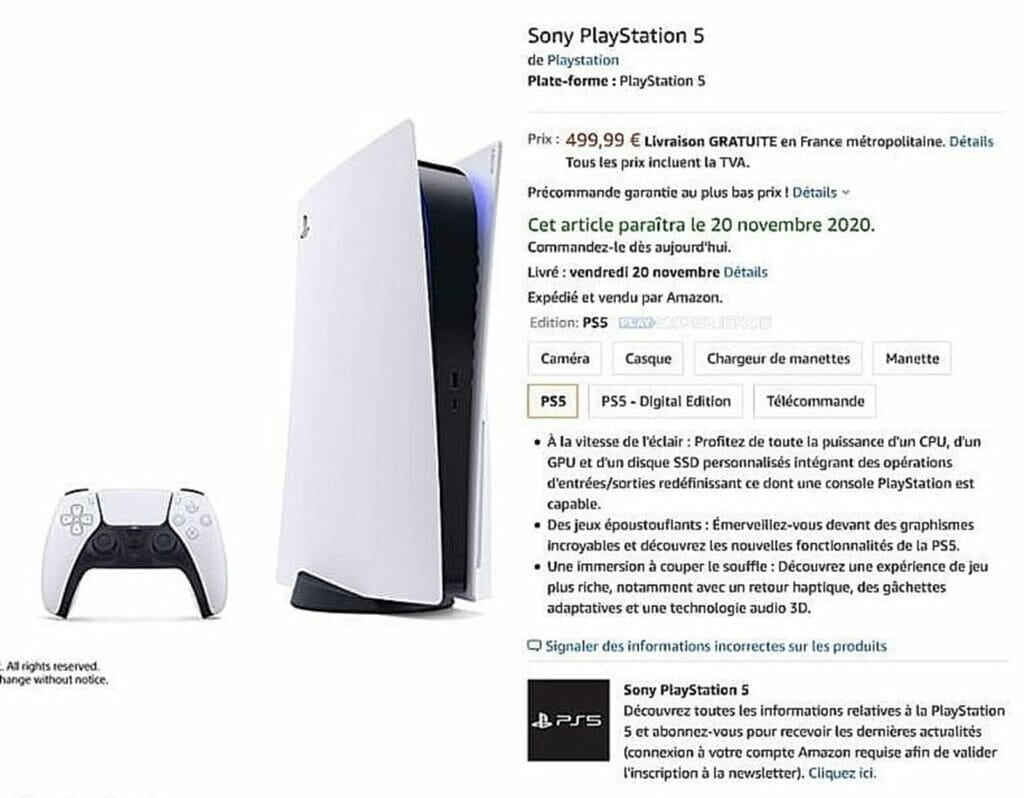 PS5 Amazon Frankreich