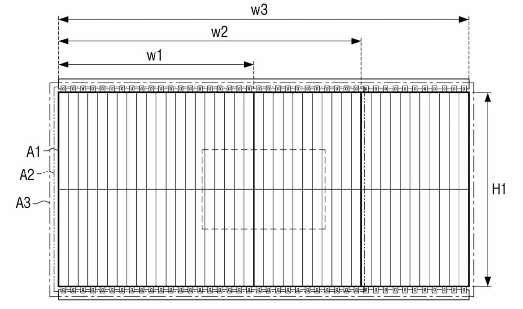 Micro-LED-Displaymodule können in verschiedenen Bildverhältnissen (W1, W2, W3" montiert werden