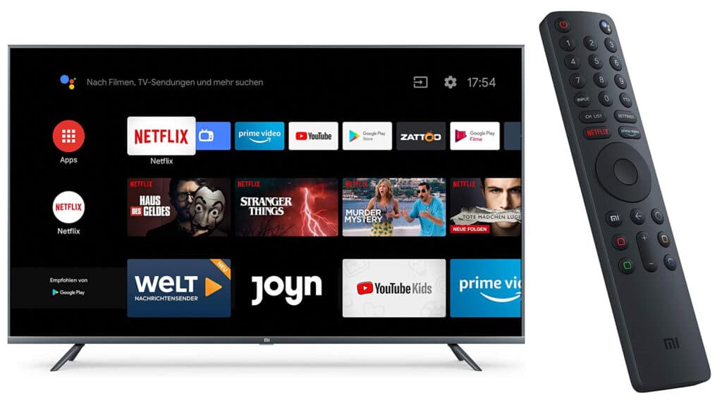 Schönes Design: Der Xiaomi MI TV 4S und die Bluetooth Fernbedienung wirken wie aus einem Guss