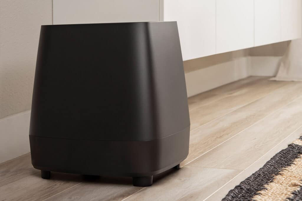 Der drahtlose Subwoofer (100 Watt) der MagniFi 2 sorgt für mächtig "Wumms"