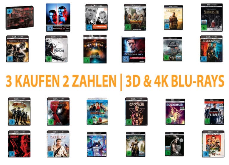 Wählt aus über 150 Titeln: 3 kaufen nur 2 zahlen auf 3D & 4K Blu-rays